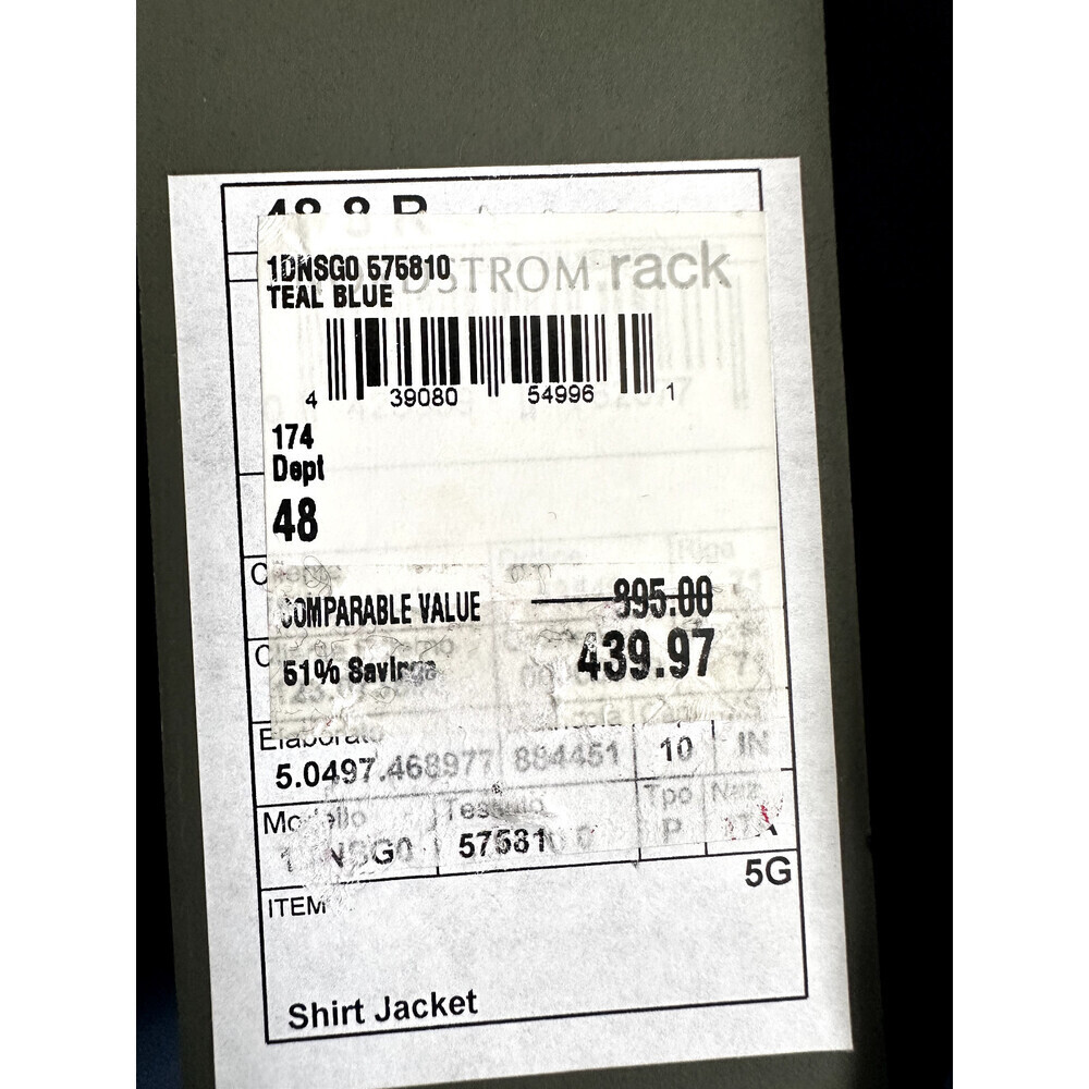 Z ZEGNA Men’s Slim Fit Sport Tech Packable Blazer Jacket Size 48R $895 Teal blue - Picture 5 of 15